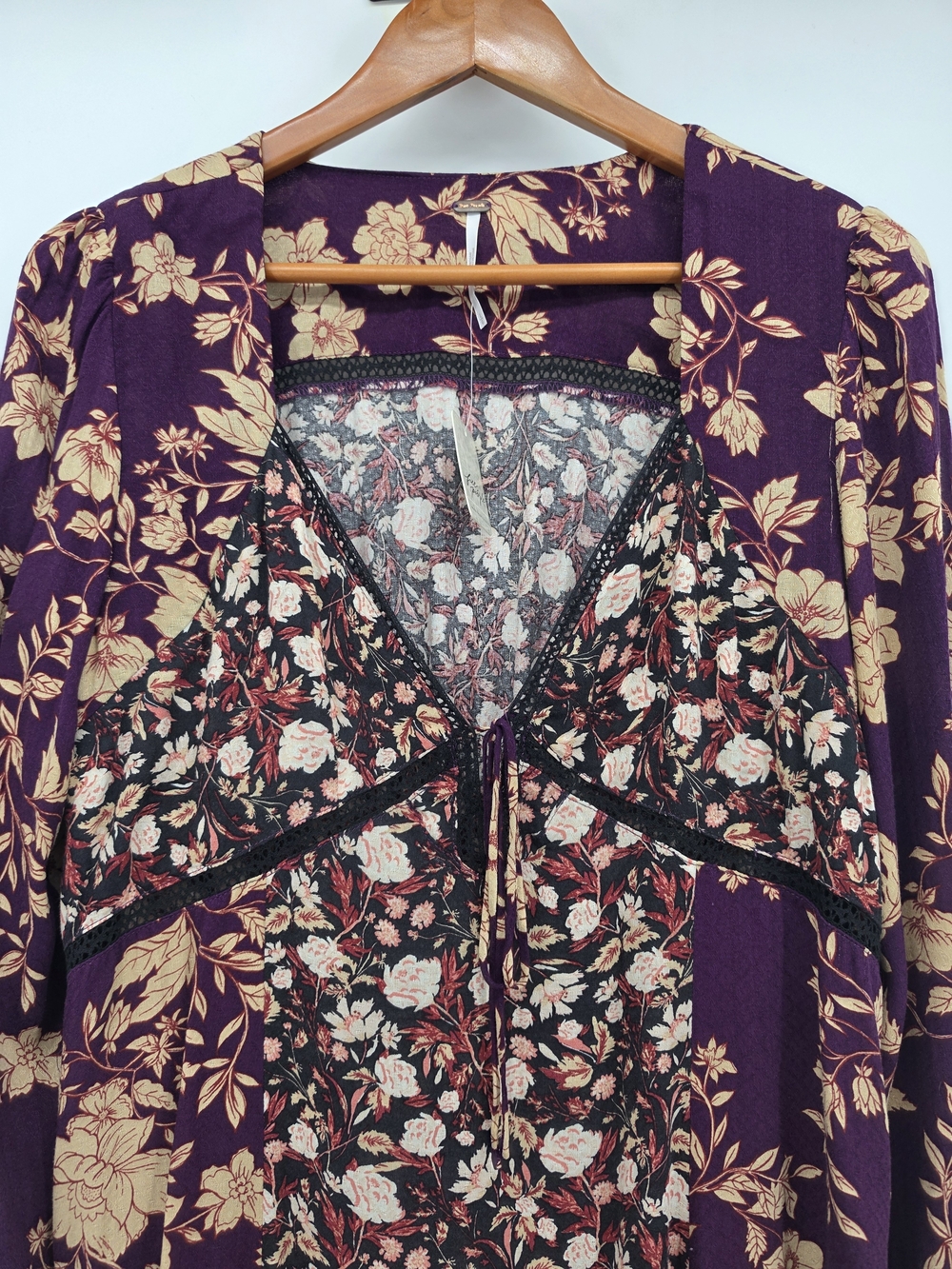 FREE PEOPLE Odette Floral Long Sleeve Tunic Mino Dress New Large - Picture 6 of 11